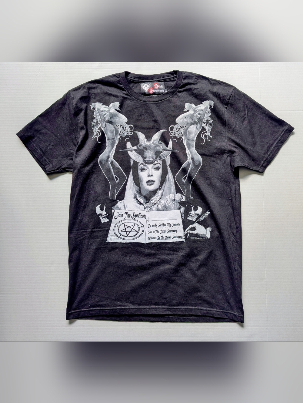 Occult Supremacy T-shirt join the Syndicate blk death 666 Metal Goth rock Tee L